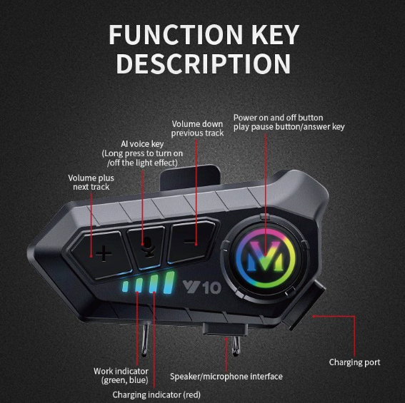 X10 Integrated Motorcycle Waterproof Helmet Wireless Headset LED Battery Indicator Sports Earphones Takeaway Motorcycle Headset
