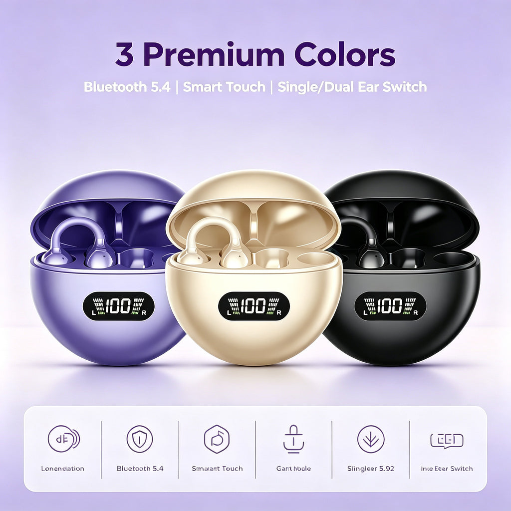 Smart Long Battery Life ENC Noise Cancelling Running Open Ear Clip Headphones Headset Hifi True Tws Wireless Earphones Earbuds