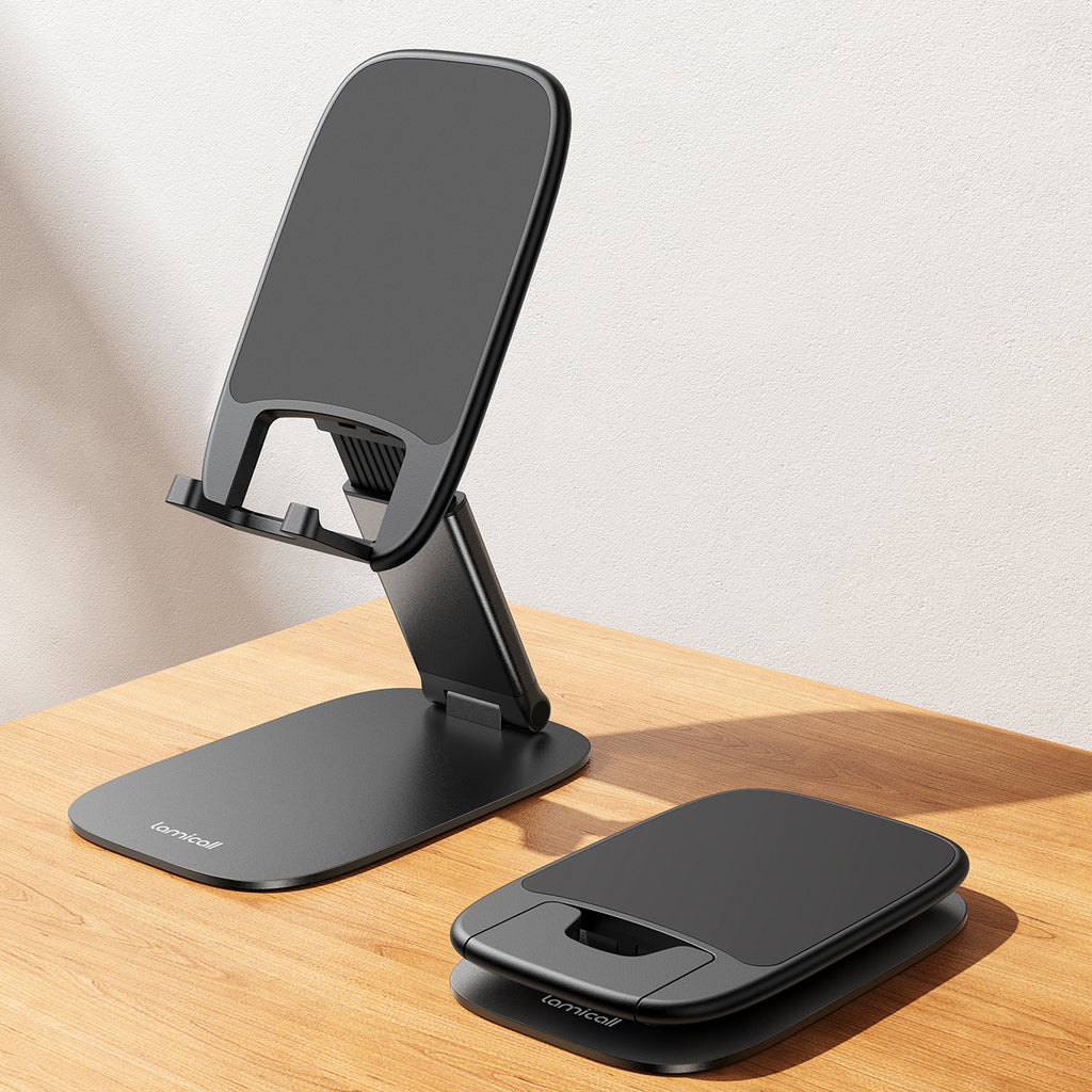 Lamicall STDP03 Ultra Thin Foldable Phone Stand Pocket Size Cell Phone Holder for Desk Height Adjustable Portable Travel Stand