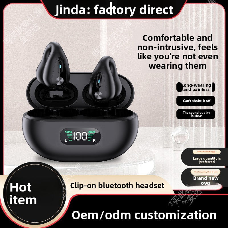 Cross-border Non-in-ear Clip-on Bone-conduction for 5.3 Headphones IPX5 Waterproof Voice Control Ultra-long Battery Life