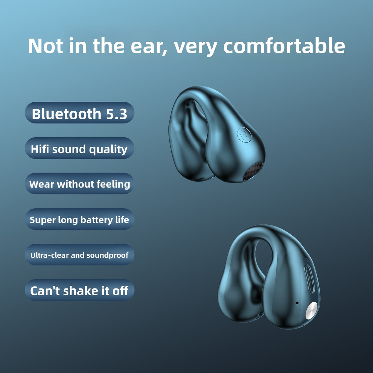 Cross-border Non-in-ear Clip-on Bone-conduction for 5.3 Headphones IPX5 Waterproof Voice Control Ultra-long Battery Life