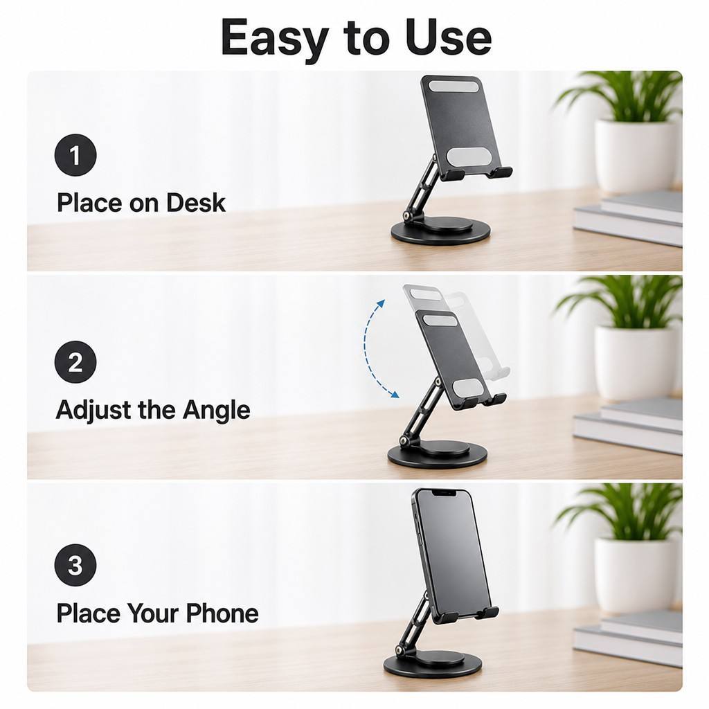 Foldable Desktop Phone Stand Compatible for iPhone 16 Pro Max iPad Air Metal Holder Wholesale Trade Integration China Factory