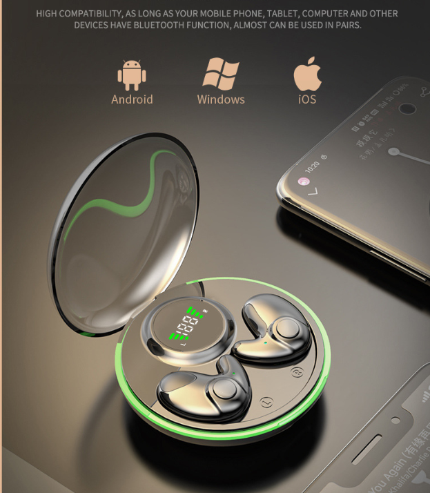 Ultra Thin in Ear TWS Earbuds BT5.3 Wireless Sleep Earphones Stereo Headset Low Delay for Sports Gaming