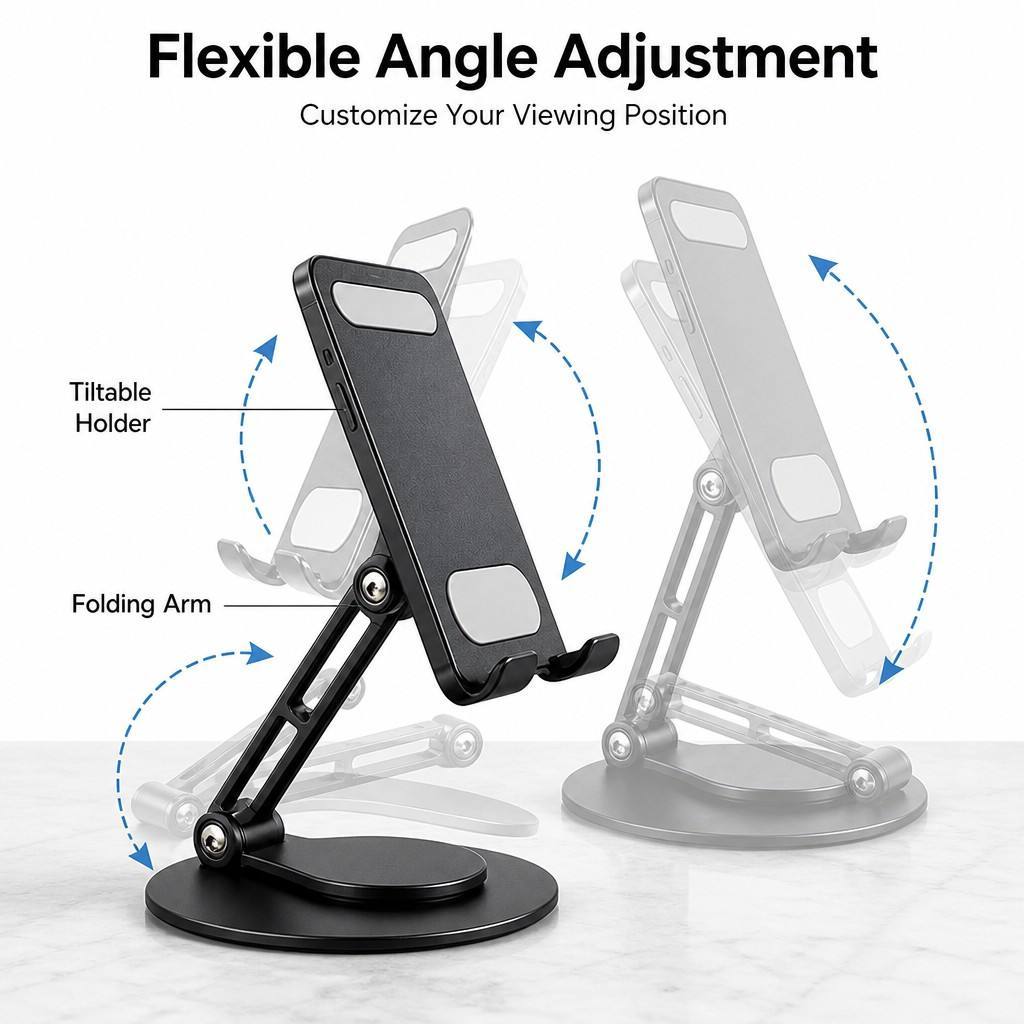 Foldable Desktop Phone Stand Compatible for iPhone 16 Pro Max iPad Air Metal Holder Wholesale Trade Integration China Factory