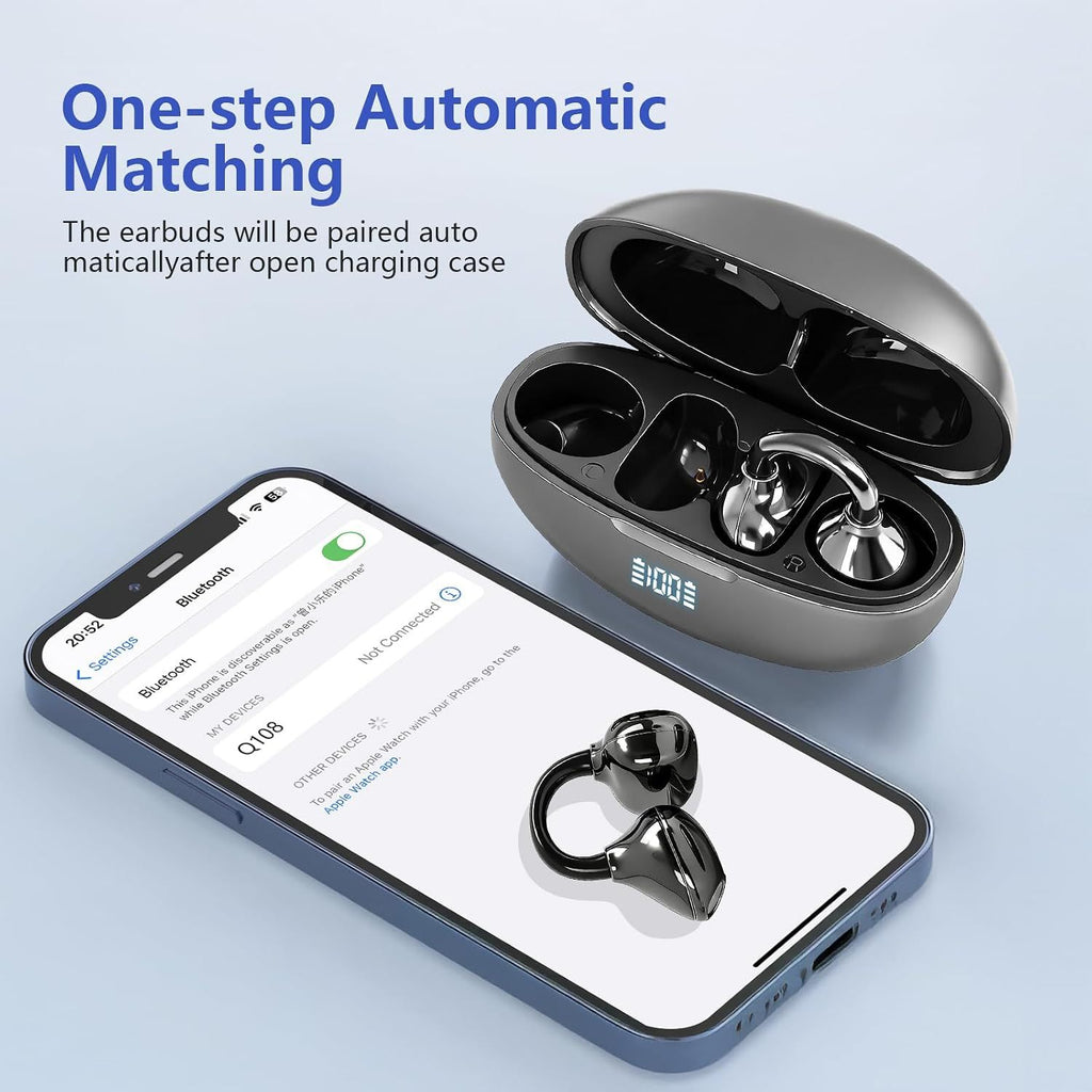 Clip on Wireless Earphone YYK-Q108 Comfortable to Wear, Digital Display, Battery Level, Long Term Pain Free, Open Type