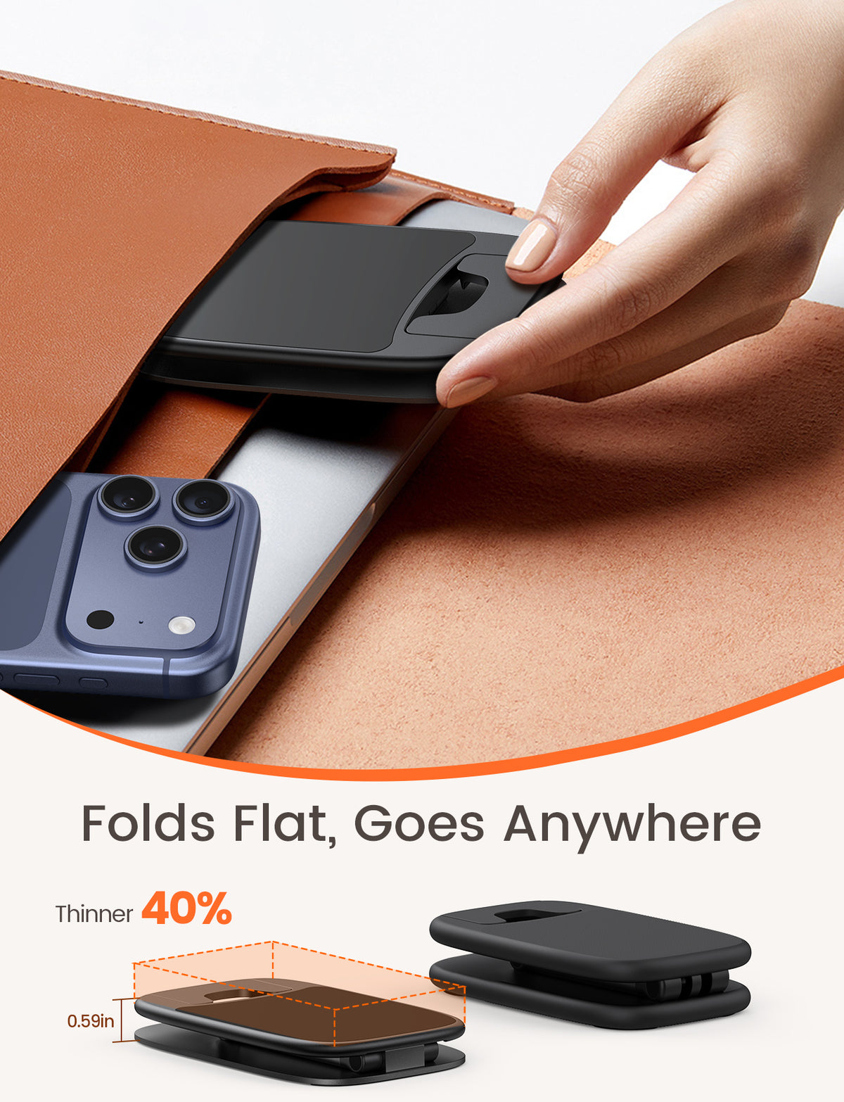 Lamicall STDP03 Ultra Thin Foldable Phone Stand Pocket Size Cell Phone Holder for Desk Height Adjustable Portable Travel Stand
