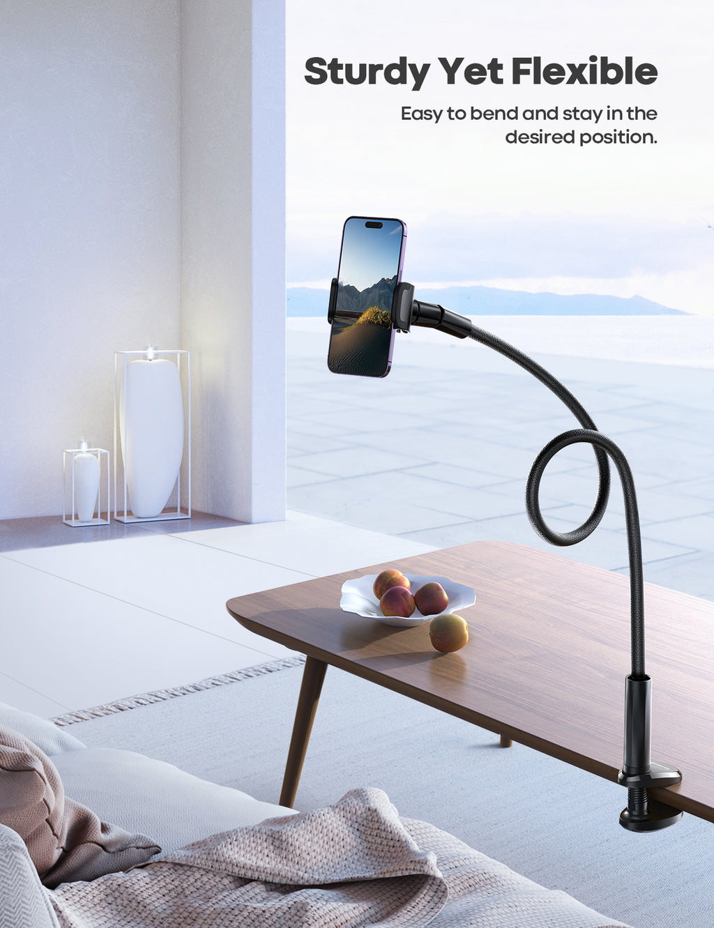 Lamicall GP05 Nylon Braided Phone Stand for Bed 38 Inch Flexible Long Arm Holder 360 Adjustable Lazy Bracket 4-7 Inch Smartphone