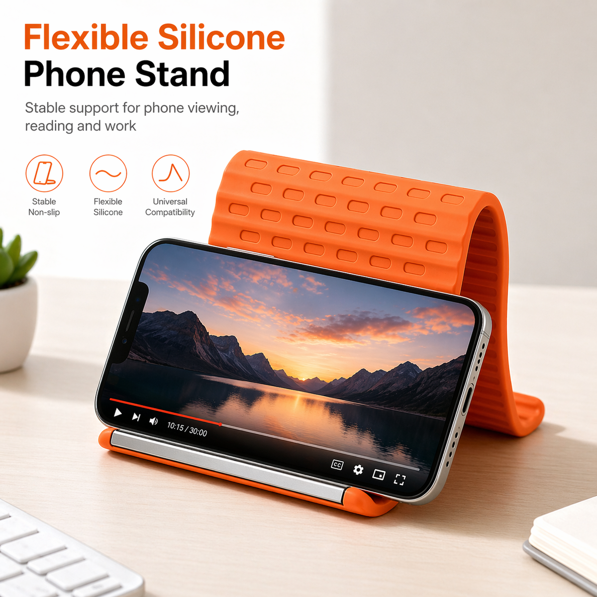 Flexible Silicone Phone Stand Foldable Desk Tablet Holder Portable Non Slip Mobile Stand for Travel Office Home