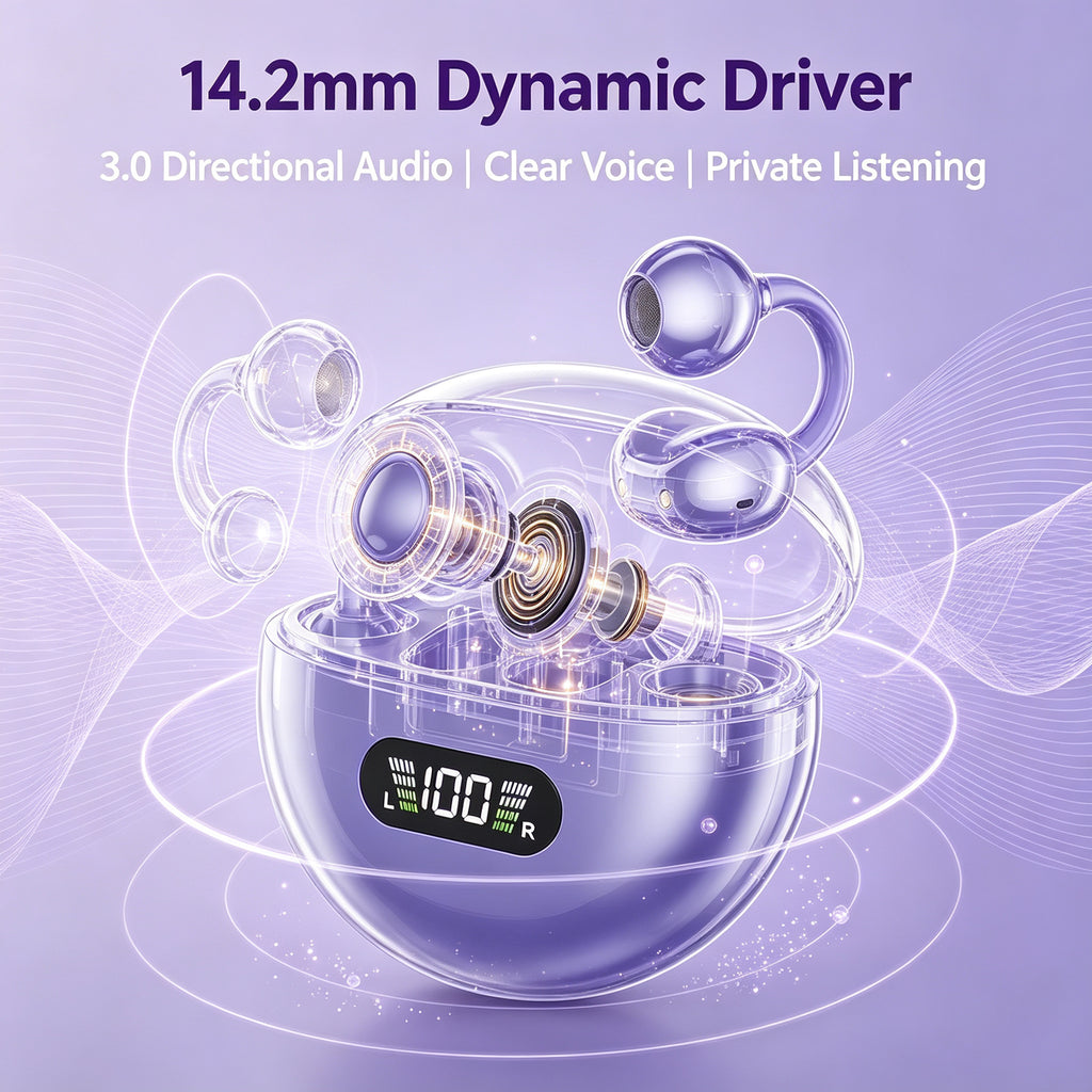Smart Long Battery Life ENC Noise Cancelling Running Open Ear Clip Headphones Headset Hifi True Tws Wireless Earphones Earbuds