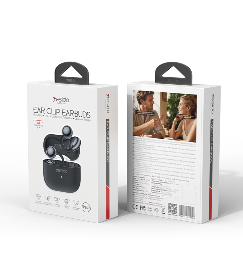 Yesido BT6.0 145 Languages Seamless Wearing BT Earphone Open Audio HD Calls BT Earbuds AI Translation Wireless Headphone TWS49