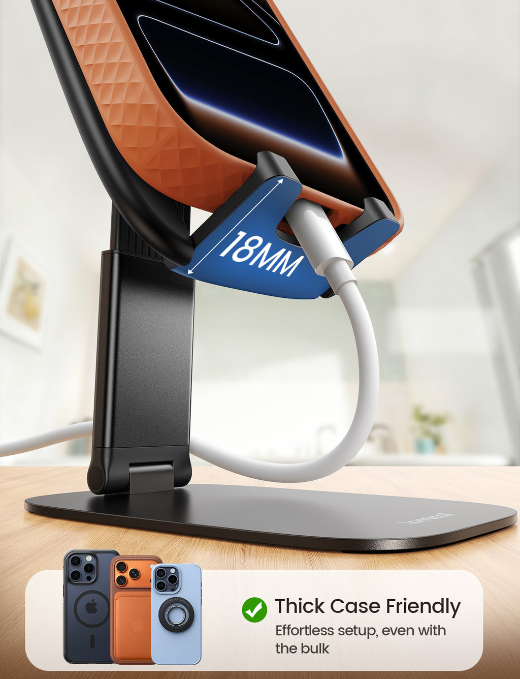 Lamicall STDP03 Ultra Thin Foldable Phone Stand Pocket Size Cell Phone Holder for Desk Height Adjustable Portable Travel Stand