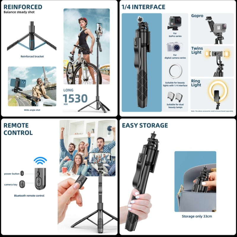 Lightweight Foldable Selfie Stick Tripod Mini Expandable Phone Stand Flexible Camera Mobile Phone Selfie Stick
