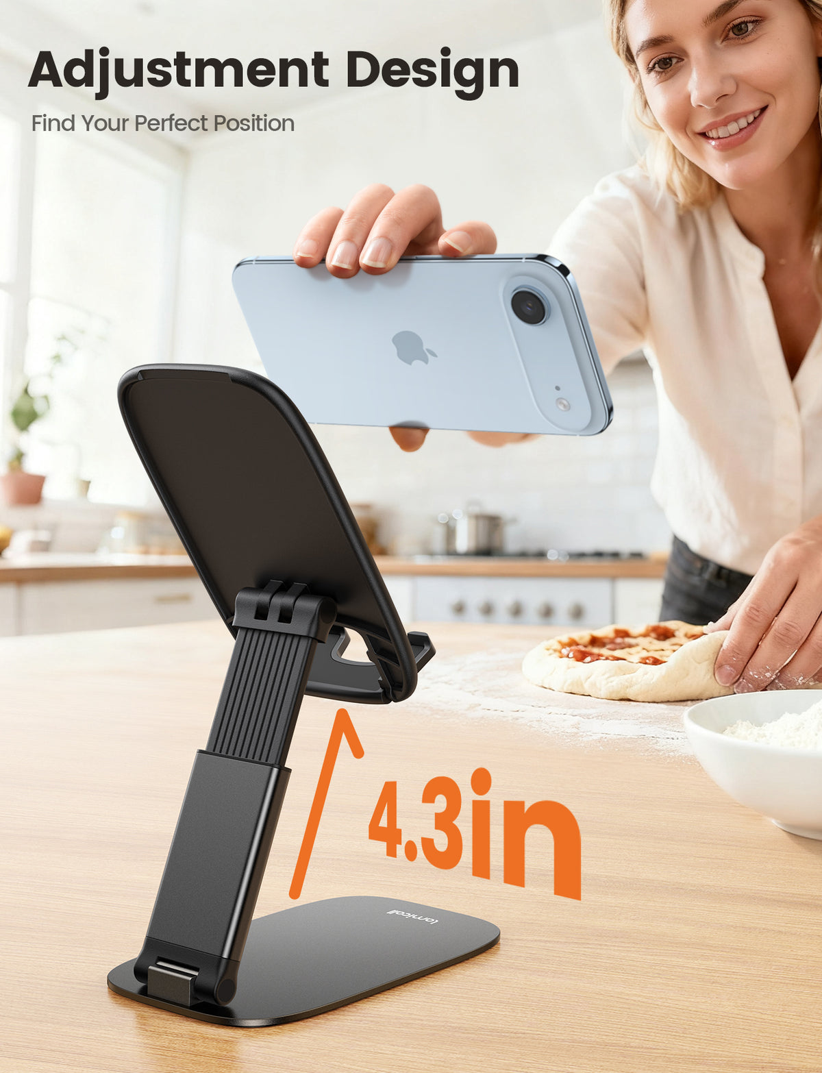 Lamicall STDP03 Ultra Thin Foldable Phone Stand Pocket Size Cell Phone Holder for Desk Height Adjustable Portable Travel Stand