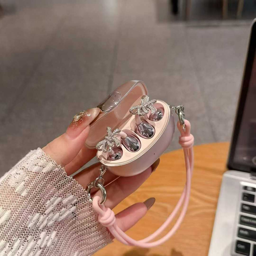 Fashion Clip-on Earbuds with Heart-Shaped Charging Case Open Ear OWS Wireless Headphones Cute Jewelry Bluetooth Earbuds Gift